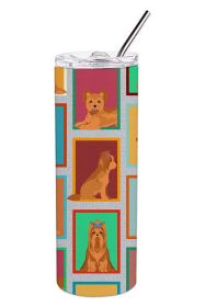 Lots of Red Yorkie Stainless Steel Skinny Tumbler Vacuum Double Walled Reusable Insulated Tumbler Travel Cup for Coffee Cocktails Gift with Lid,