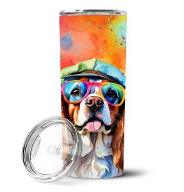 Cavalier Spaniel Hippie Dawg Stainless Steel Skinny Tumbler Vacuum Double Walled Reusable Insulated Tumbler Travel Cup for Coffee Cocktails Gift