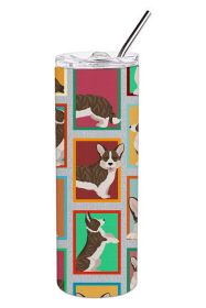 Lots of Brindle Cardigan Corgi Stainless Steel Skinny Tumbler Vacuum Double Walled Reusable Insulated Tumbler Travel Cup for Coffee Cocktails Gif
