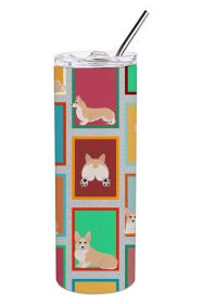 Lots of Fawn Pembroke Corgi Stainless Steel Skinny Tumbler Vacuum Double Walled Reusable Insulated Tumbler Travel Cup for Coffee Cocktails Gift w