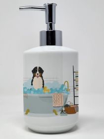 Bernese Mountain Dog in Bathtub Ceramic Soap Dispenser Hand Soap Dispenser Pump Bottles for Bathroom Kitchen, Empty Refillable Liquid Soap Contai