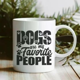 Dogs Are My Favorite People" 11oz White Ceramic Mug - Ideal Gift for Dog Lovers, Double-Sided Paw Print Design,