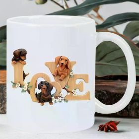 Dachshund Love Insulated Ceramic Coffee Mug - Reusable, Hand-Wash Only - Perfect Gift for Dog Lovers, White with