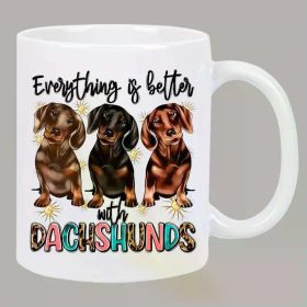 Dachshund Lover's Delight Ceramic Coffee Mug - Insulated, Reusable, Perfect Gift for Dog Enthusiasts, White with