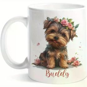 Yorkshire Terrier Dog Coffee Mug Custom Adorable Yorkshire Terrier And Flower Mug Name Ceramic