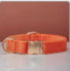 Multiple Colour Velvet Personalise Dog Collar Leash Set With Bow (Option: Orange-XS)