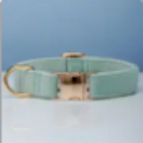 Multiple Colour Velvet Personalise Dog Collar Leash Set With Bow (Option: Cyan-XS)