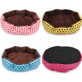 Pet Bed Warm Winter Bed Dog Cat Bed Soft Wool Point Design Pet Nest With Removable Mats Octagonal Shape Kennel Cat Dog Sofa Bed (Color: pink, size: 37x32x10)
