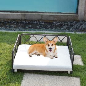 wicker pet bed Rattan Dog Sofa Bed outdoor indoor Water Resistant (Color: as Pic)